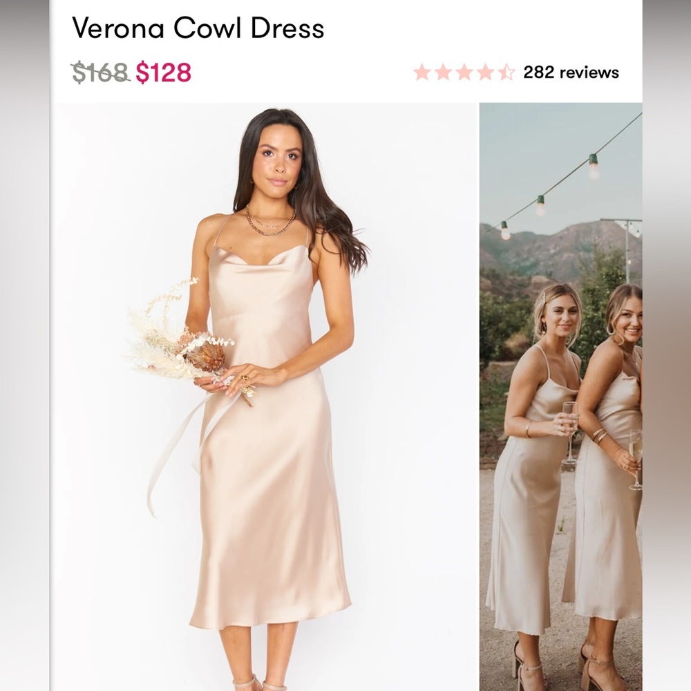 Show Me Your MuMu Verona Cowl Dress in Champagne Luxe Satin - Size Small